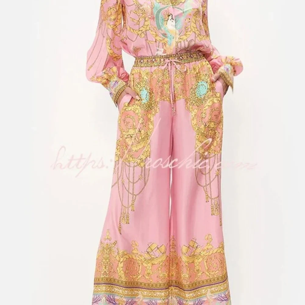 Vibrant Pink and Gold Patterned Roschic Matching Set - Picture 7 of 9